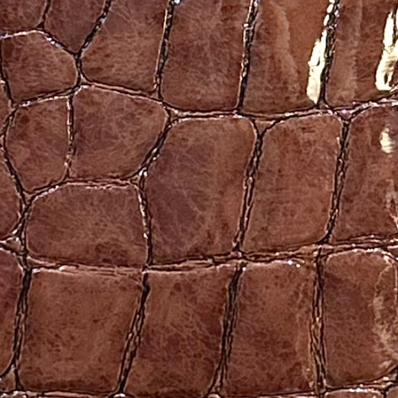 🌟HP🌟VTG 1990s Faux Brown Croco Vinyl Satchel Style Handbag by Liz Claiborne - Picture 14 of 14